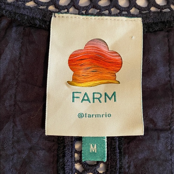 Farm Rio Plunging V-Neck Black Swiss Dot  Ruffled Eyelet Blouse bodysuit Size M - Picture 6 of 16